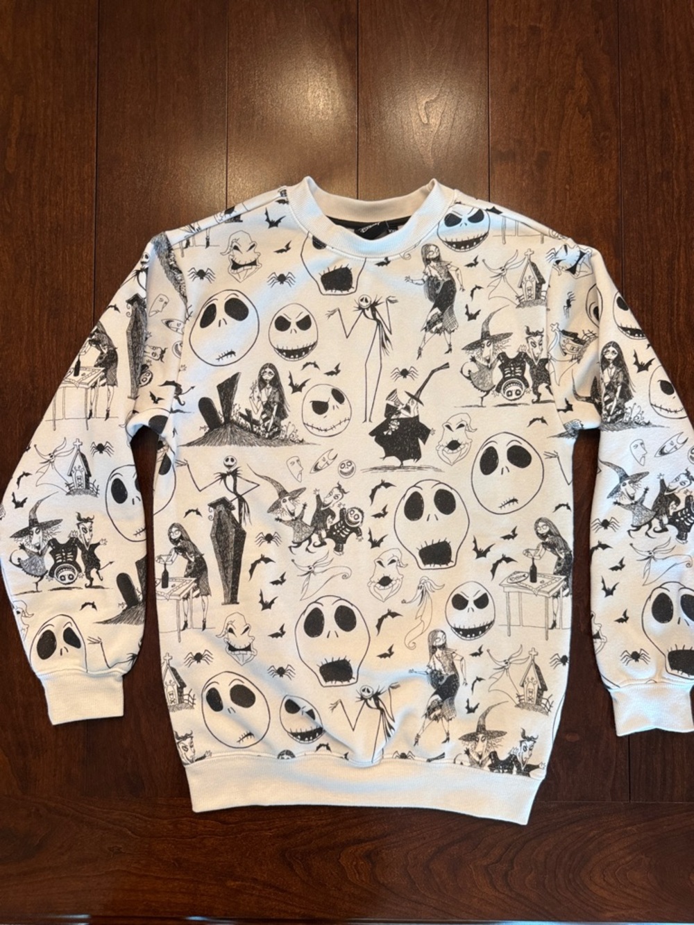 Disney White Crewneck Sweater with The Nightmare Before Christmas Print
